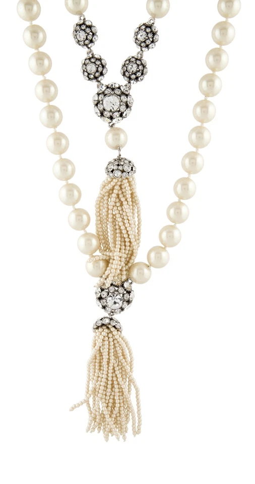 Kate Spade Necklace New York Putting on the Ritz Tassel Pearl Double Crystal gyu - Image 2 of 4