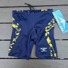 TYR The Finals Geometric Splice Swimwear Boy Navy/yellow Jammer Size 22 New