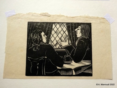Robert Gibbings Original Wood Engraving of Two Gentleman in Conversation - Picture 7 of 8