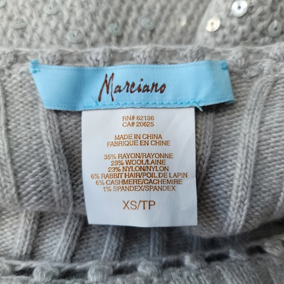 Marciano кашемир шерсти кролика блестки серый пузырь длинным рукавом свитер платье XS - Изображение 2 из 4