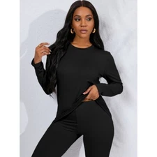 Women's 2Pcs Short Sleeve Top & Tapered Pants Athletic Set-Casual Jogging Suit