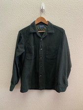VTG 60s Pendleton 100 Virgin Wool Green Board Shirt Large Pockets Loop Collar
