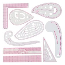 Fashion Clear Metric Sewing Ruler Set, French Curve Pattern Ruler Kit for Beg...