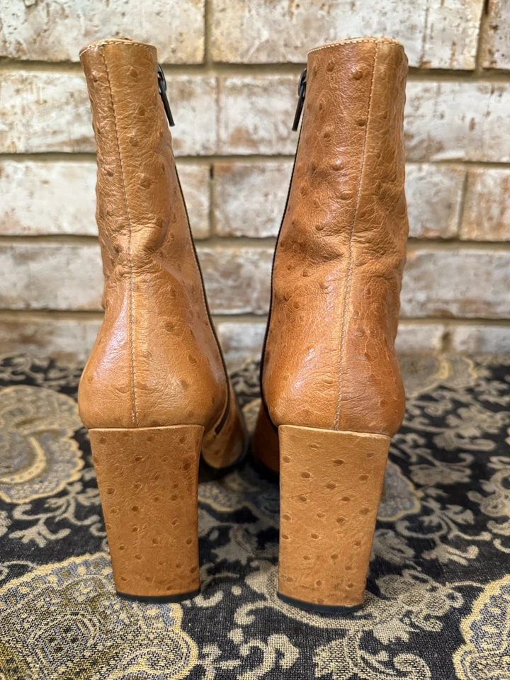 De colección Años 90 Charles David Por Natalie Cuero Avestruz Hecho en Italia Talla 36 EE. UU. 5.5 Foto 4 de 4