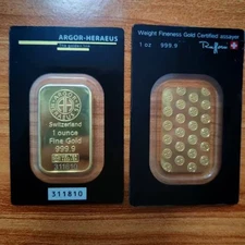 1 pieces of nver31gx1pcs gold bar copper alloy, serial number, non-magnetic, PAM
