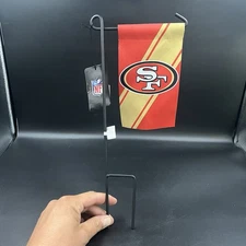 San Francisco 49ers NFL Premium Mini Yard Flag, with Metal Stands. NEW 14" Tall