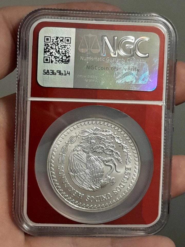 1993 MO Mexico 1oz Onza .999 Silver Libertad NGC MS66 - Image 3 of 4
