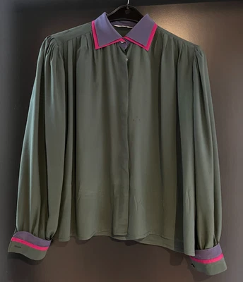 Damen Bluse langarm grün, lila, rosa Gr. 42 v. Miss Antonette - Bild 1 von 4