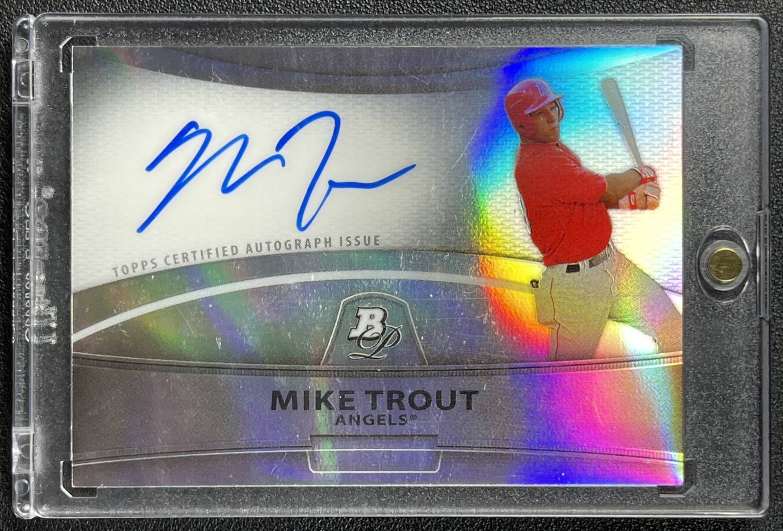MIKE TROUT 2010 BOWMAN PLATINUM #BPA-MT PROSPECT AUTO REFRACTOR ANGELS