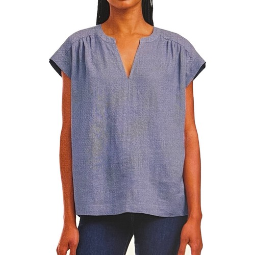 Splendid Womens Blue Linen Blend Cap Sleeve Notch Neck Top Size XXL - Picture 2 of 9