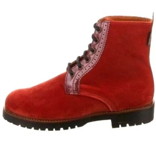 Botas de veludo PENELOPE CHILVERS 10 Rodriguez com cadarço corte a laser acabamento canela vermelha - Imagem 3 de 4