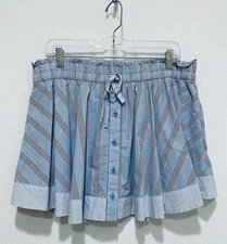 Aerie Boxer Skort Womens Large Blue Striped Elastic Waist Feminine Cottagecore
