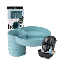 Hoovy Travel Snacker, Toddler Car Seat Snack Tray, Mess Free, Aquamarine, unisex