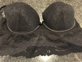 PRIMARK:PRETTY BLACK LACE LONG LINE UNDER WIRED PADDED BRA 34B