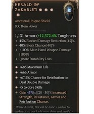 Diablo 4 S11 Herald Of Zakarum 4GA 43% Unique Shield Paladin Equipment Gear item