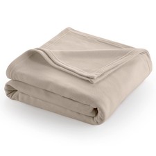 Twin, Twin XL Fleece Bed Blanket, Beige, Supersoft, Lightweight, All-Season