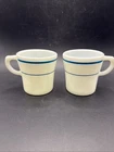 Vintage Pyrex Teal Blue Stripe 709-26 Coffee Cup Tableware By Corning USA