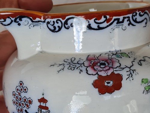 Antiker Freimaurer Eisenstein Krug - Chinoiserie Pagodenkrug - Bild 7 von 24