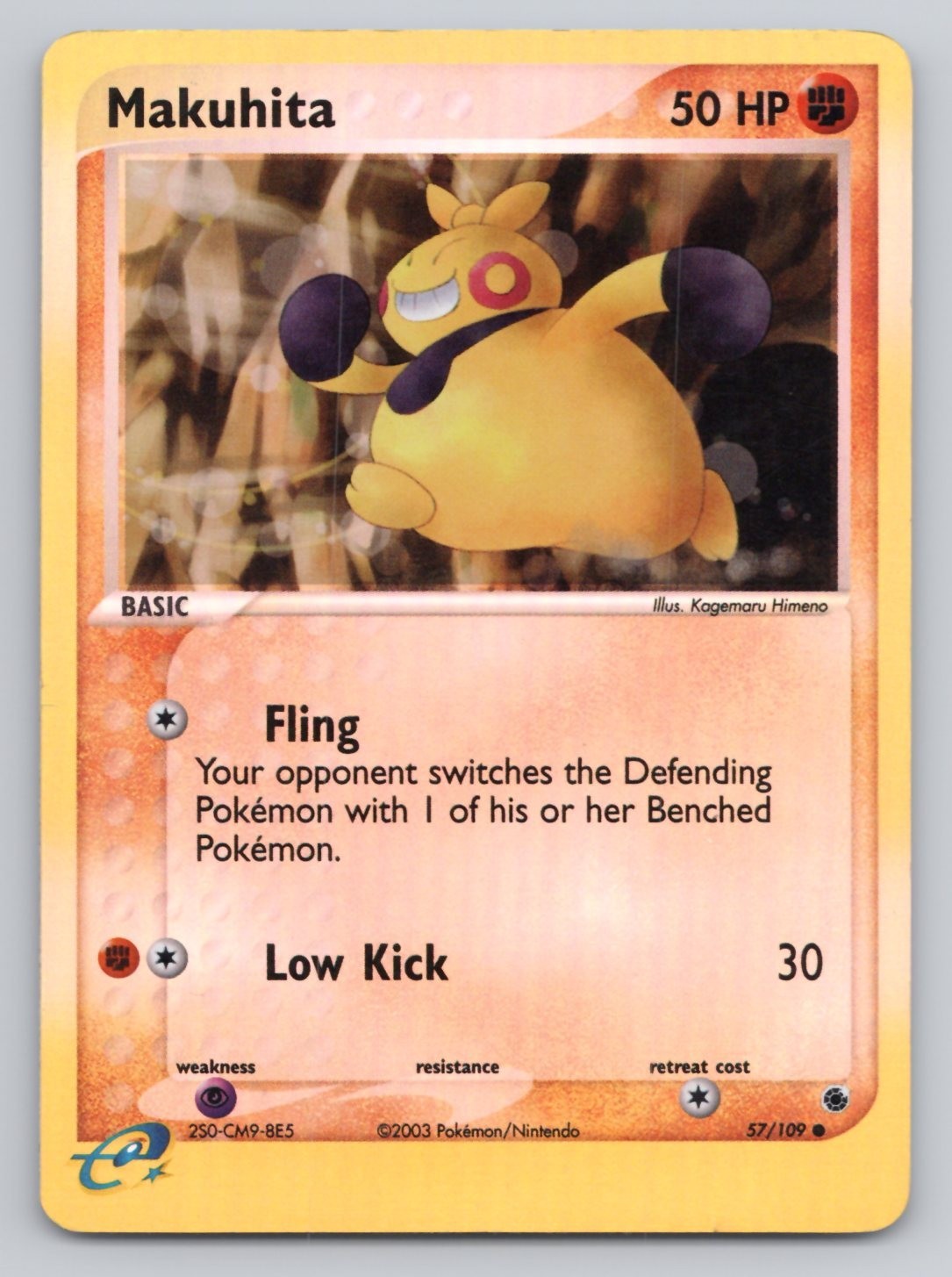 Makuhita 57/109 EX Ruby & Sapphire Reverse Holo Pokemon Card
