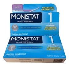 2X Monistat 1 Vaginal Antifungal 1-DAY Treatment Prefilled Ointment 6.5%