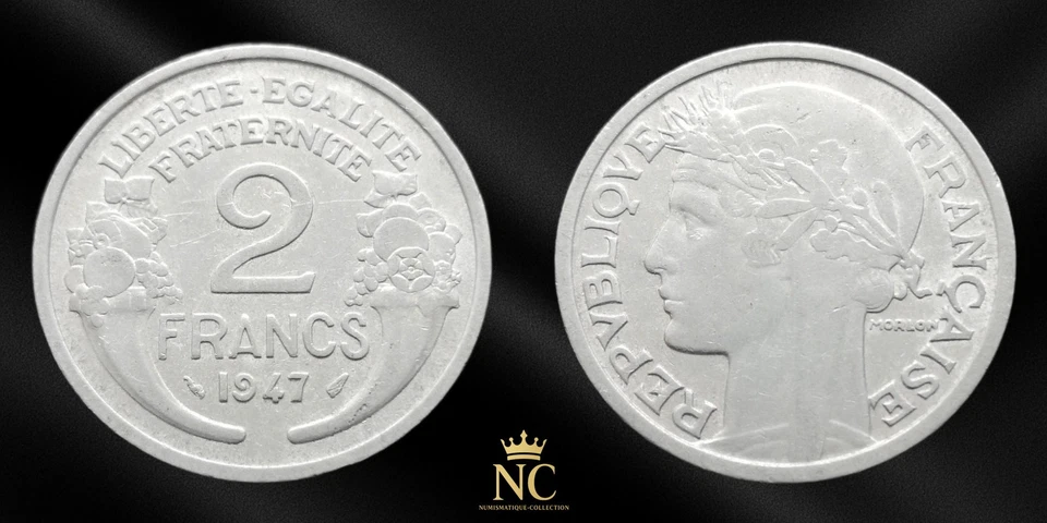 Francia - 1947 - 2 francos aluminio Morlon (N0339) Foto 3 de 3