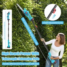 Garden 21V Cordless Hedge Trimmer Long Reach Telescopic Extendable Pole Electric