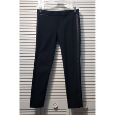 Banana Republic Sloan Fit Pants Women's 6 Black Faux Leather Stripe Down Leg