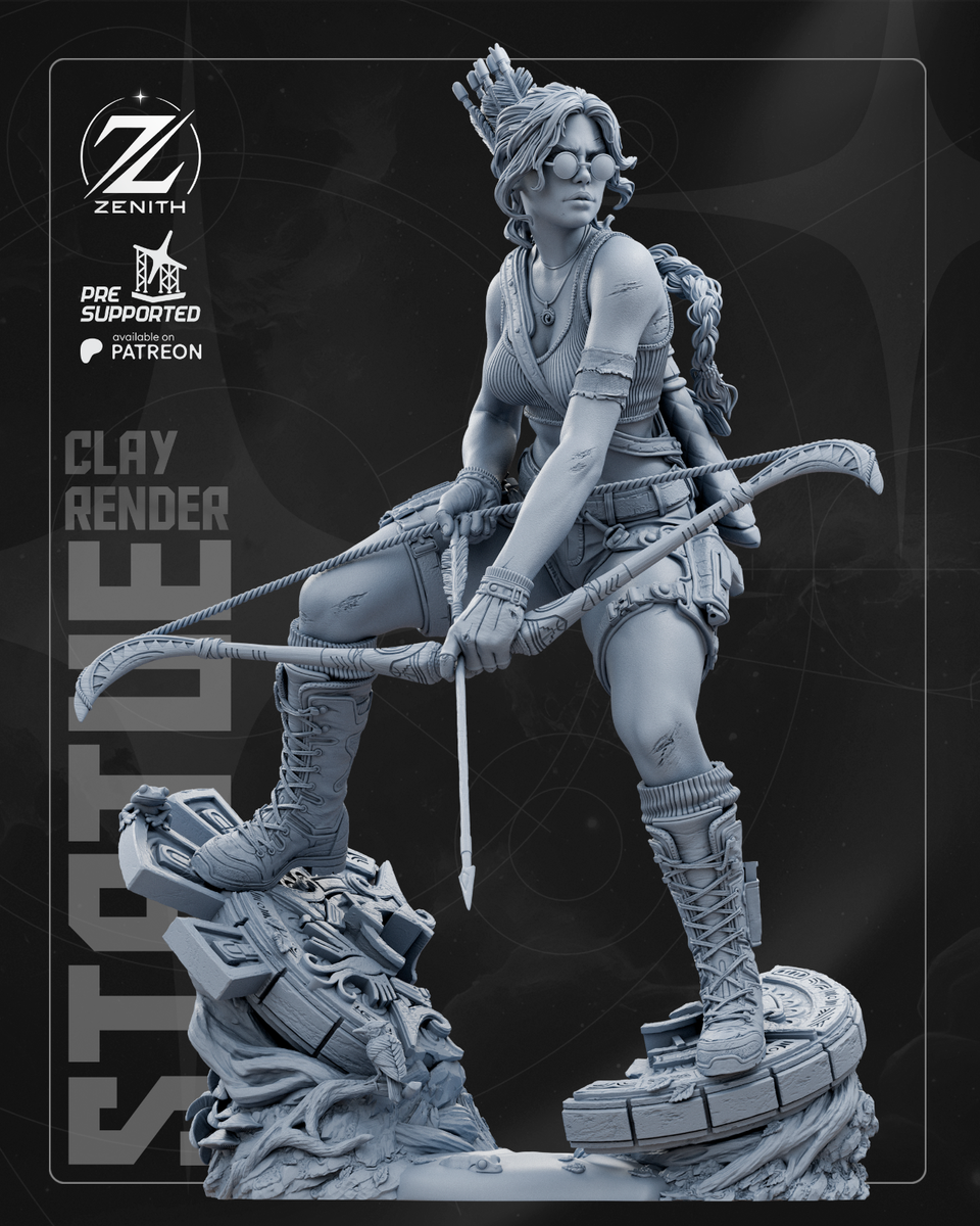 Lara Croft 3D Printed Figure, Tomb Raider Action Adventure statue