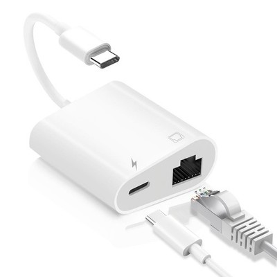 USB C to Ethernet Adapter, 2-in-1 USB C to RJ45 Ethernet Adapter with 60W Typ...