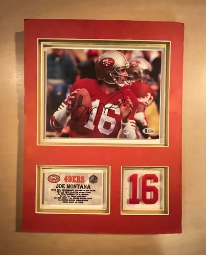 Joe Montana Signed Framed Display (Photo/Nameplate/#16) Beckett H20086