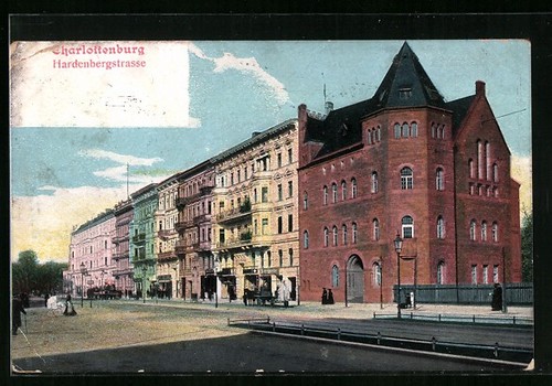 Berlin-Charlottenburg, Partie der Hardenbergstraße, Ansichtskarte 1913