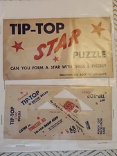 1946 Tip-Top Bread Star Puzzle Giveaway w Solution Envelope RARE