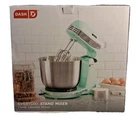 DASH 6 Speeds Compact Stand Mixer 3 Qt Dual Beaters Mixing Bowl Green NIB Bake 