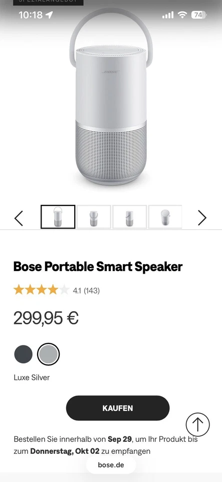 BOSE Portable Smart Speaker - Luxe Silver - NEU und OVP