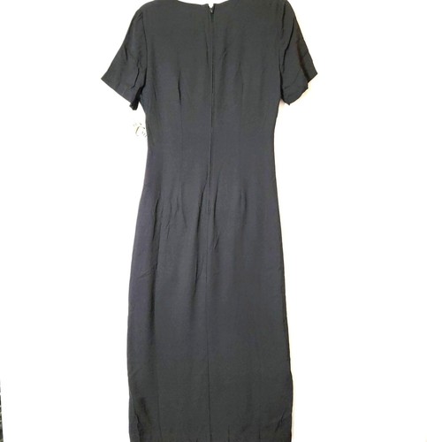K Studio Womens Dress Maxi Sheath Size 12 Silver Belt Accent Black NWT USA - Picture 2 of 14
