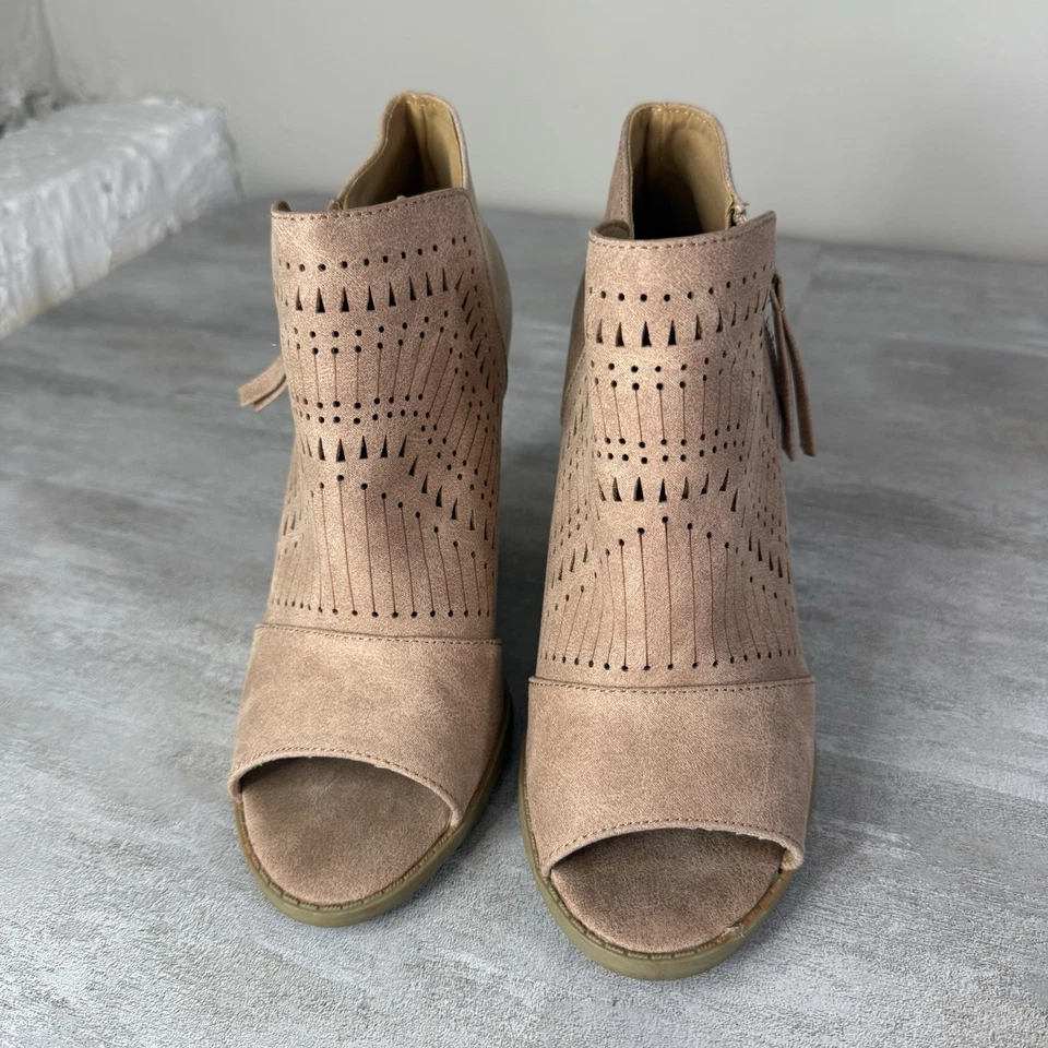 Botas Qupid para mujer 5,5 informales cremallera lateral punta abierta botín rosa claro Foto 3 de 4