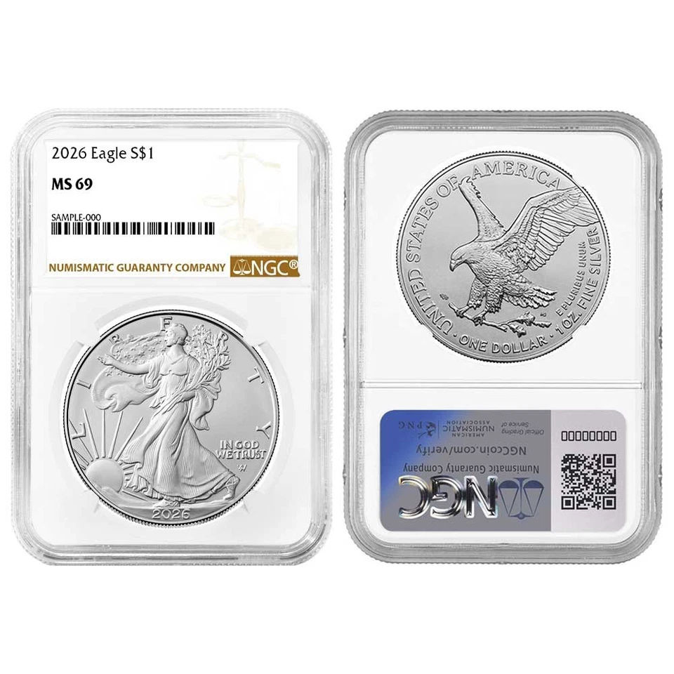 Preventa - 2026 $1 American Silver Eagle NGC MS69 etiqueta marrón Foto 3 de 3