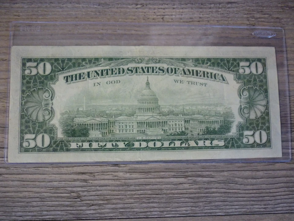 VINTAGE SERIES 1981 $50 DOLLAR BILL FEDERAL RESERVE NOTE UNCIRCULATED - Image 2 of 2