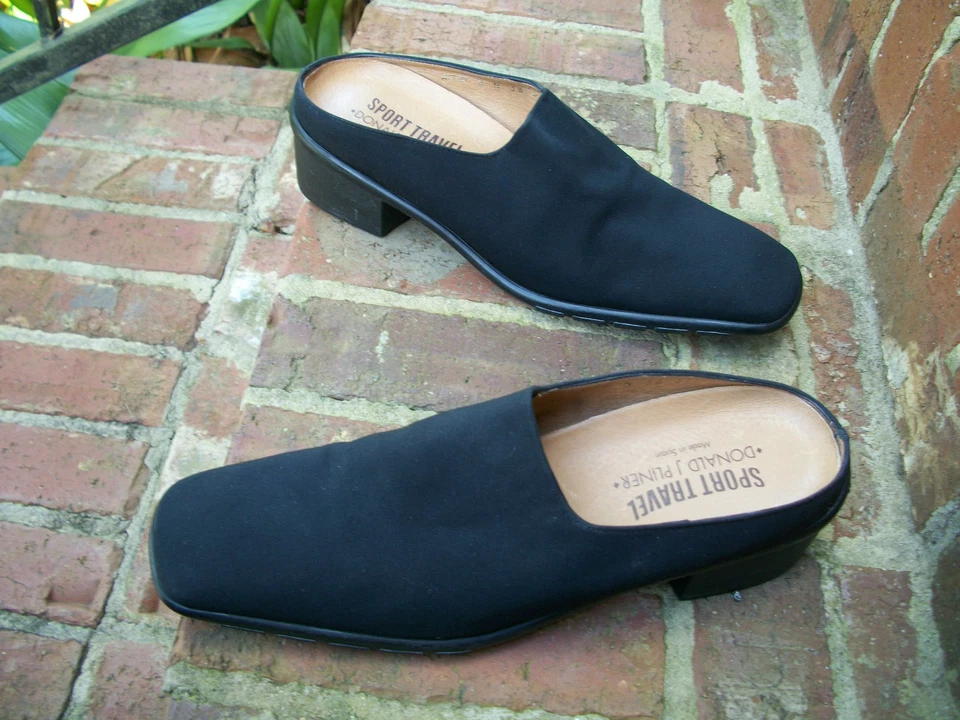 Mocassim Donald Pliner Sport Travel preto macio microfibra air touch conforto mula 8