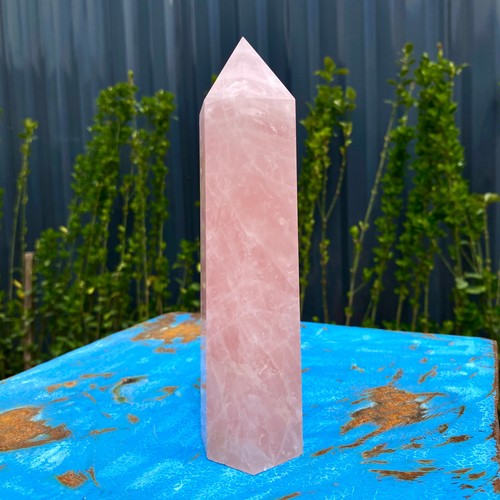 1.45LB Natural Pink Rose Chakra Quartz Crystal obelisk crystal wand healing