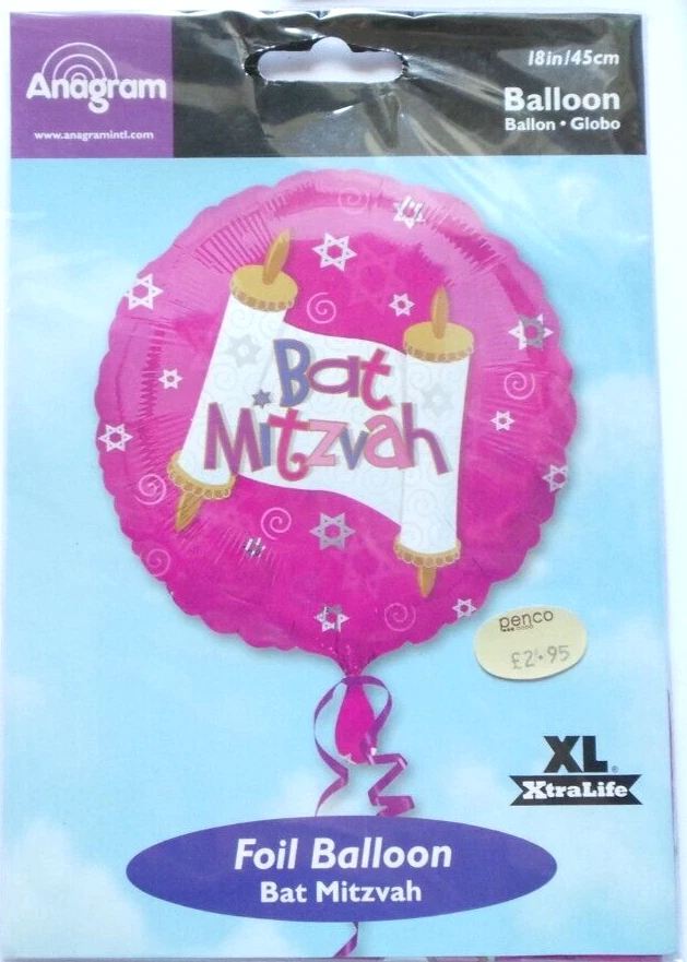 Anagram 18" Ballon à hélium feuille ronde Bat Mitzvah rose - Photo 1/1