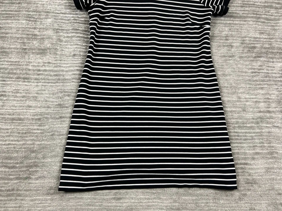 Vestido Catherine Malandrino Mujer Mediano Negro Blanco Rayas Manga Corta Foto 3 de 4
