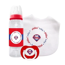 Philadelphia Phillies Baby Bottle Bib Pacifier Set, Licensed MLB BPA Free