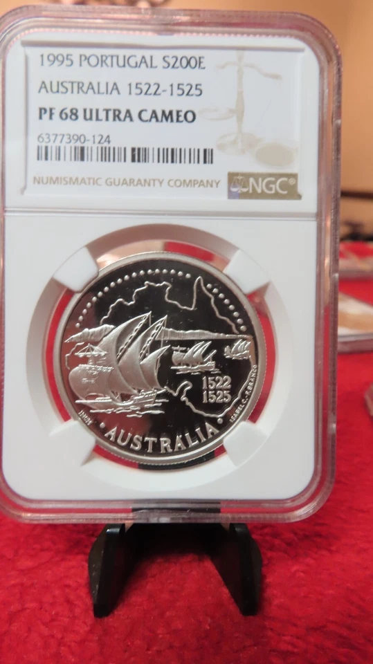 1995 Portugal - Australia 1522 - 1525 200 Escudos Silver Proof Coin NGC PR PF 69 - Image 2 of 4