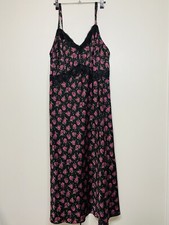 Torrid Womens Plus Floral Tea Length Woven Jacquard Lace Trim Cami Dress Size 0