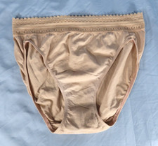 VTG BALI NYLON KNIT PANTIES Wide Lace Waist HIGH CUT BRIEFS French Cut 6/7