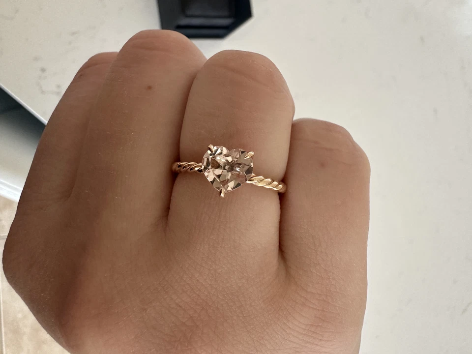 Anillo Corazón David Yurman Chatelaine Oro Rosa 18K con Morganita, 7mm Foto 2 de 4