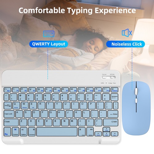 For Laptop PC Tablet Mac 10" Wireless Rechargeable Bluetooth Keyboard Mouse Set - Picture 30 of 49