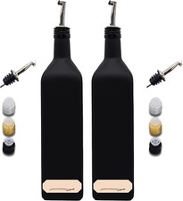 Ölflasche Flasche Glas schwarz-matt 1 Liter mit Edelstahl-Ausgießer 2 Stück Neu