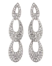 CLIP ON EARRINGS - silver drop earring with clear crystals - Blake S